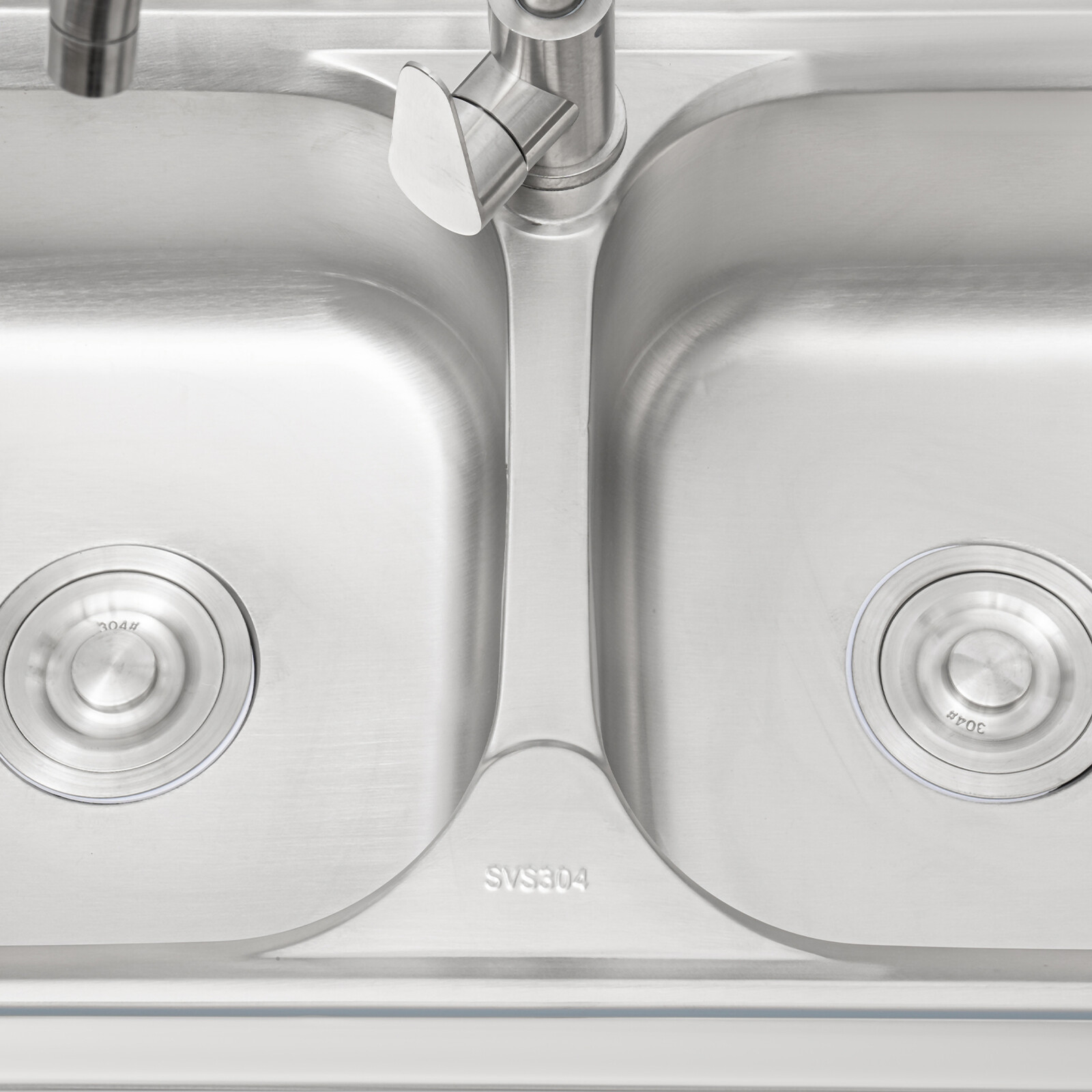 Free Standing Commercial Kitchen Sink Stainless Steel Dual Bowl For Restaurant