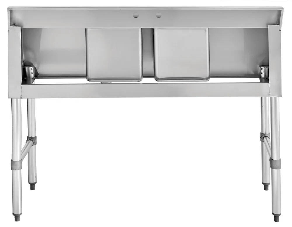 Kratos 29N-032 Underbar Compartment Sink, 2 Bowls, 48″Wx18.75″Dx33″H, Left and