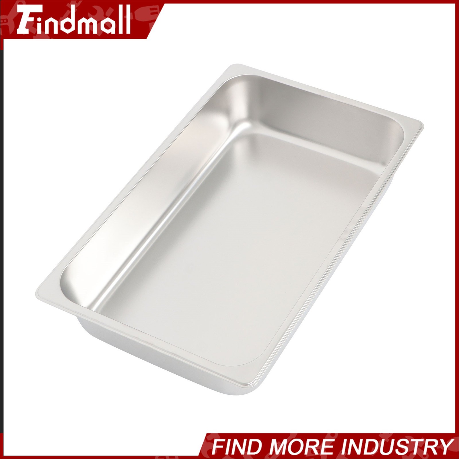 Findmall 2 Pack Stainless Steam Hotel Pan with Lid, 1/1 Size X 4 Inch Deep Steam