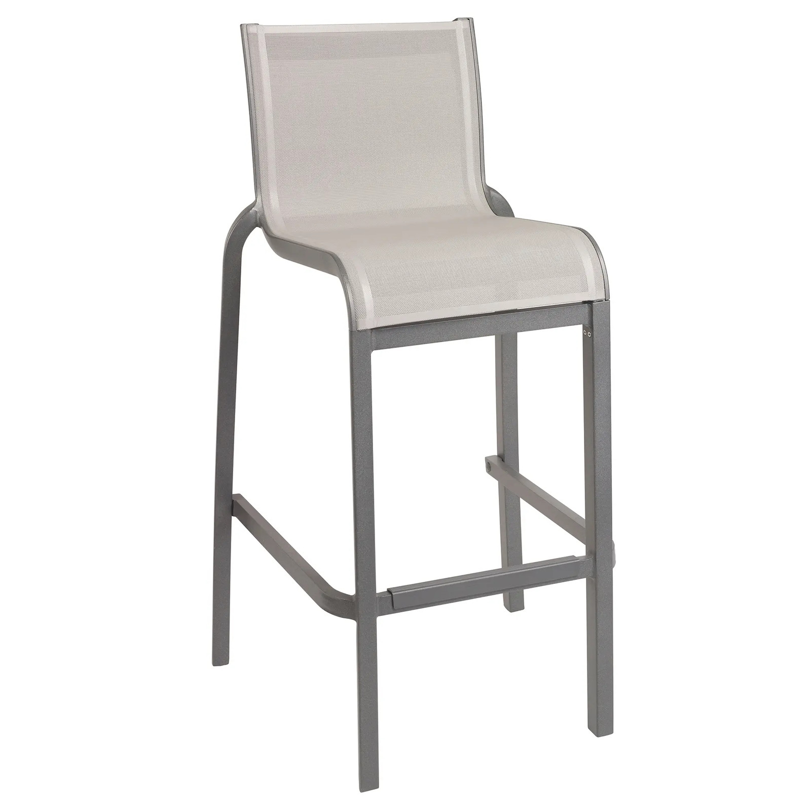 Grosfillex US030289 Sunset Armless Gray Outdoor Stacking Barstool – 2 Per Set