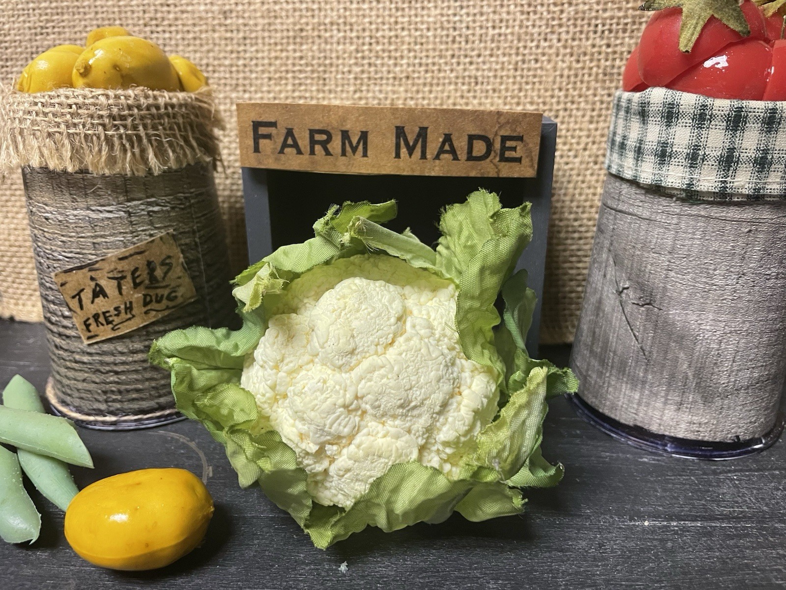PRIMITIVE FARMHOUSE KITCHEN DECOR FAKE FOOD MINI VEGETABLE CAULIFLOWER – FFVUPS