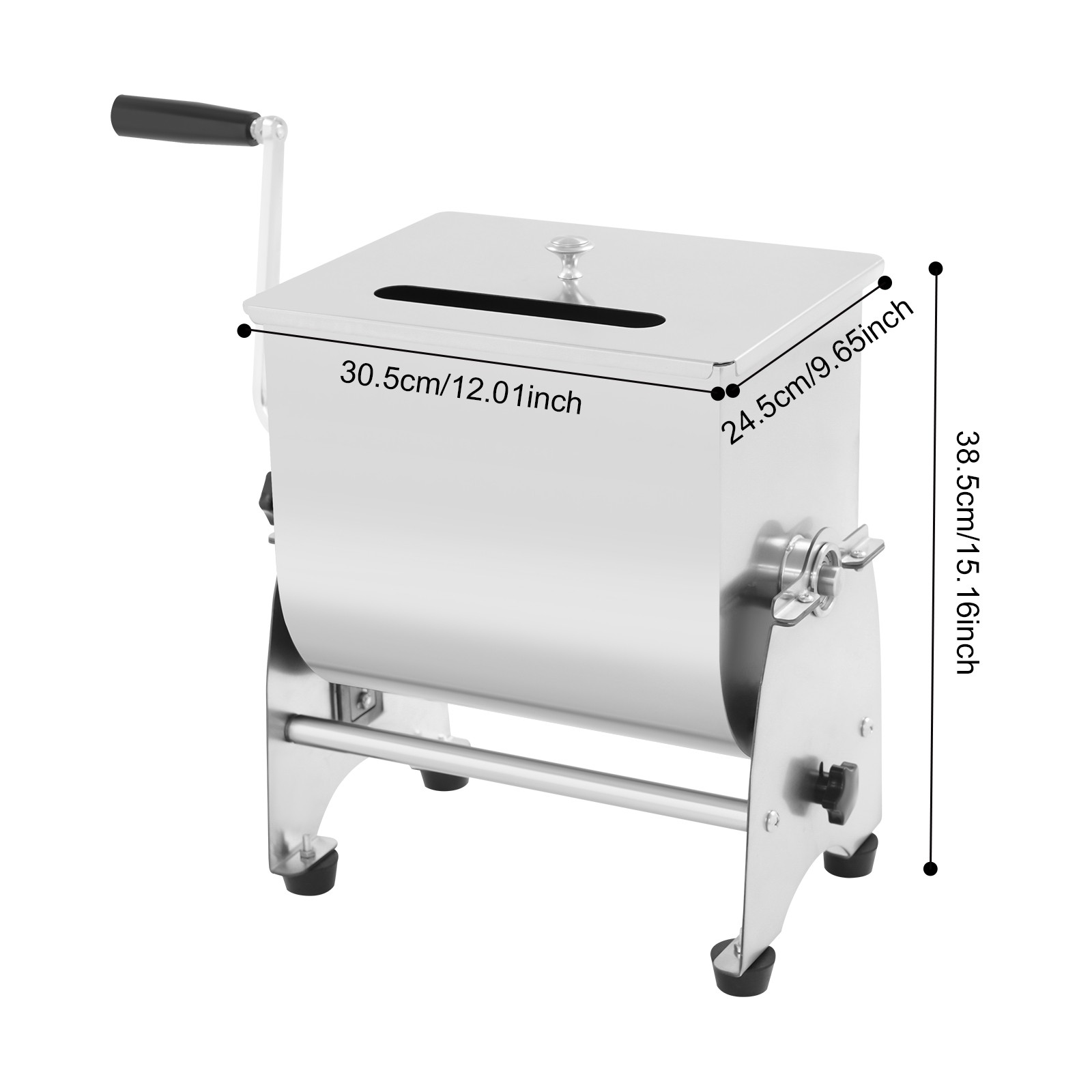 Manual Meat Mixer Stainless Steel 10kg/22lbs Meat Mixing Hopper 90° Tilt
