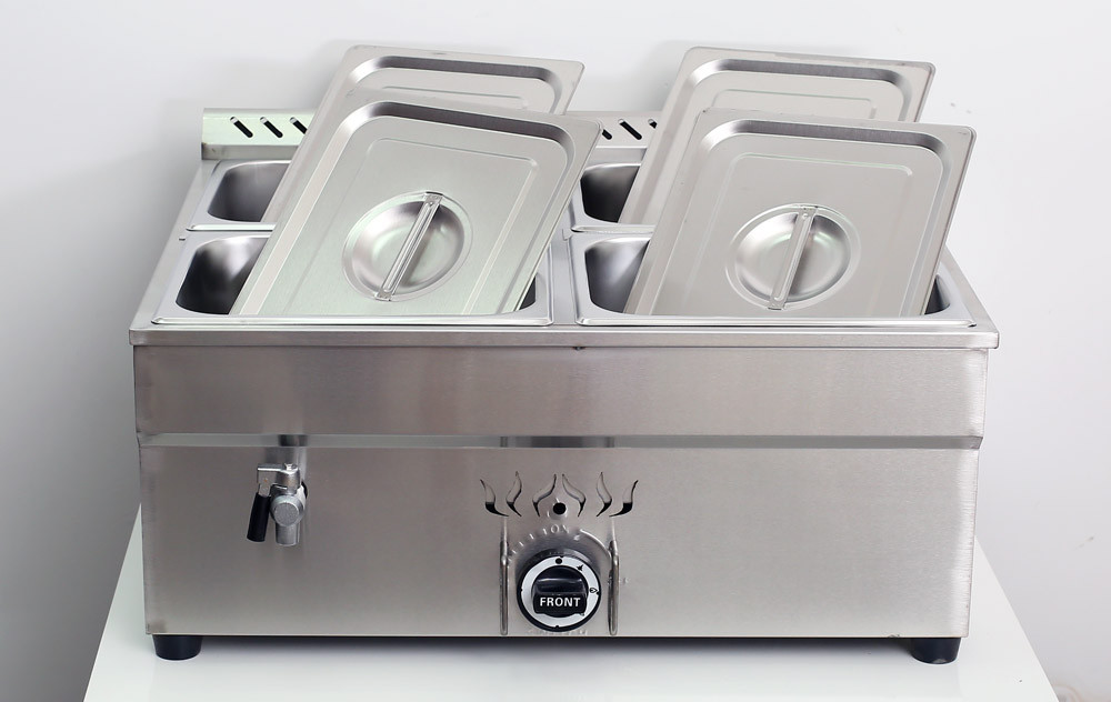 LP GAS 4 Pan Propane Bain-Marie Buffet Food Warmer 27″ Steam Table 1/2 Size Pan