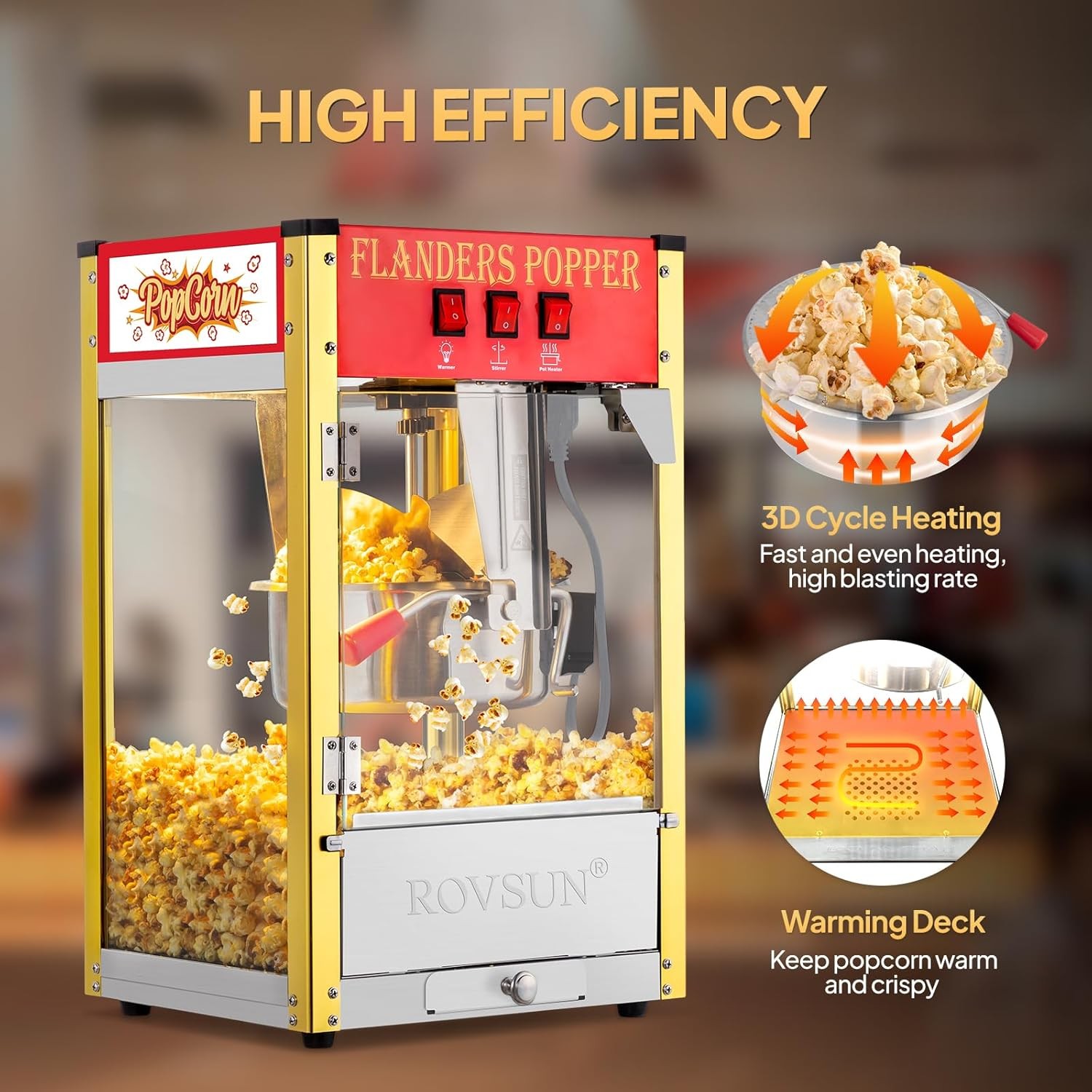 Commercial Popcorn Machine Maker Popper Countertop Style 8-Ounce Kettle 32 Cups