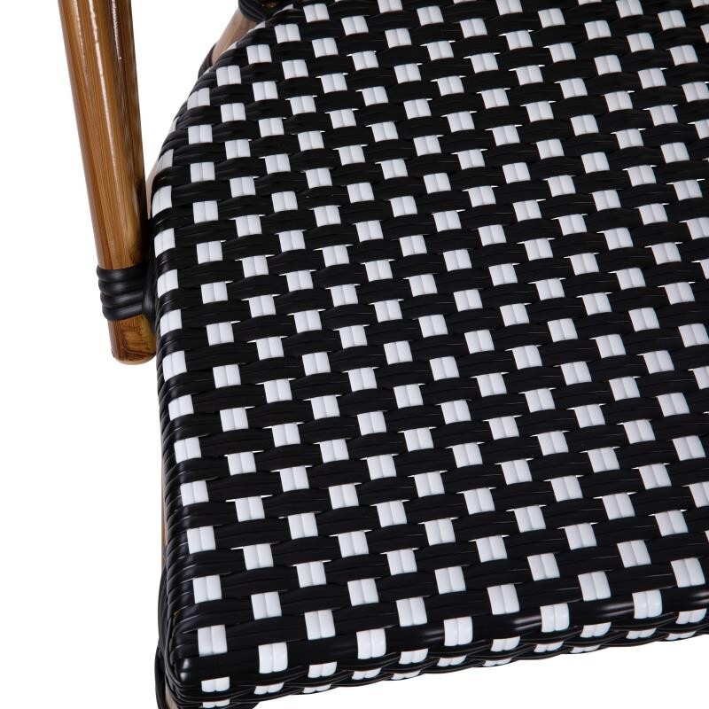 2 PACK Bistro Style Black & White Armless Dining Chair W/ Bamboo Aluminum Frame