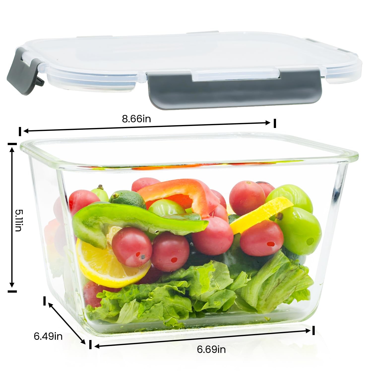 Hontent 2 Pack Large Glass Storage Containers Lids 85Oz/10.5Cup Big Airtight