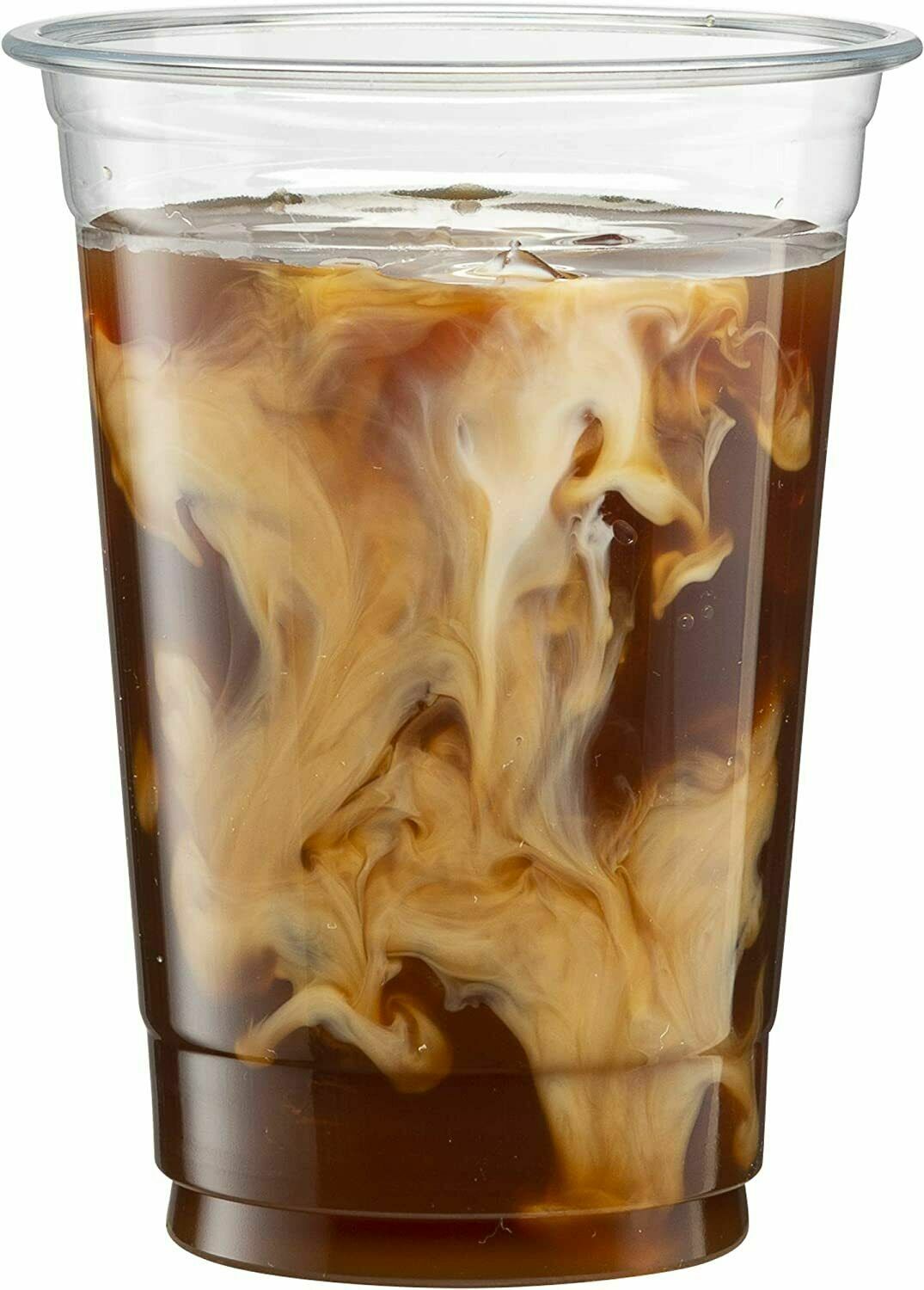16 Oz Clear Plastic Cups PET Disposable Cold Cups with lids and Straws