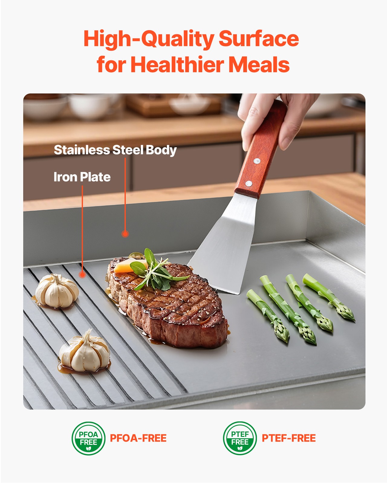 VEVOR Commercial Electric Griddle Countertop Half Flat Grill 21.06 x 11.81 inch