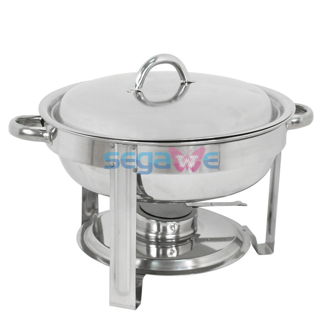 Round Chafing Dish Buffet Warmer Set With Lid, Silver Accented Chafer Pack of 3