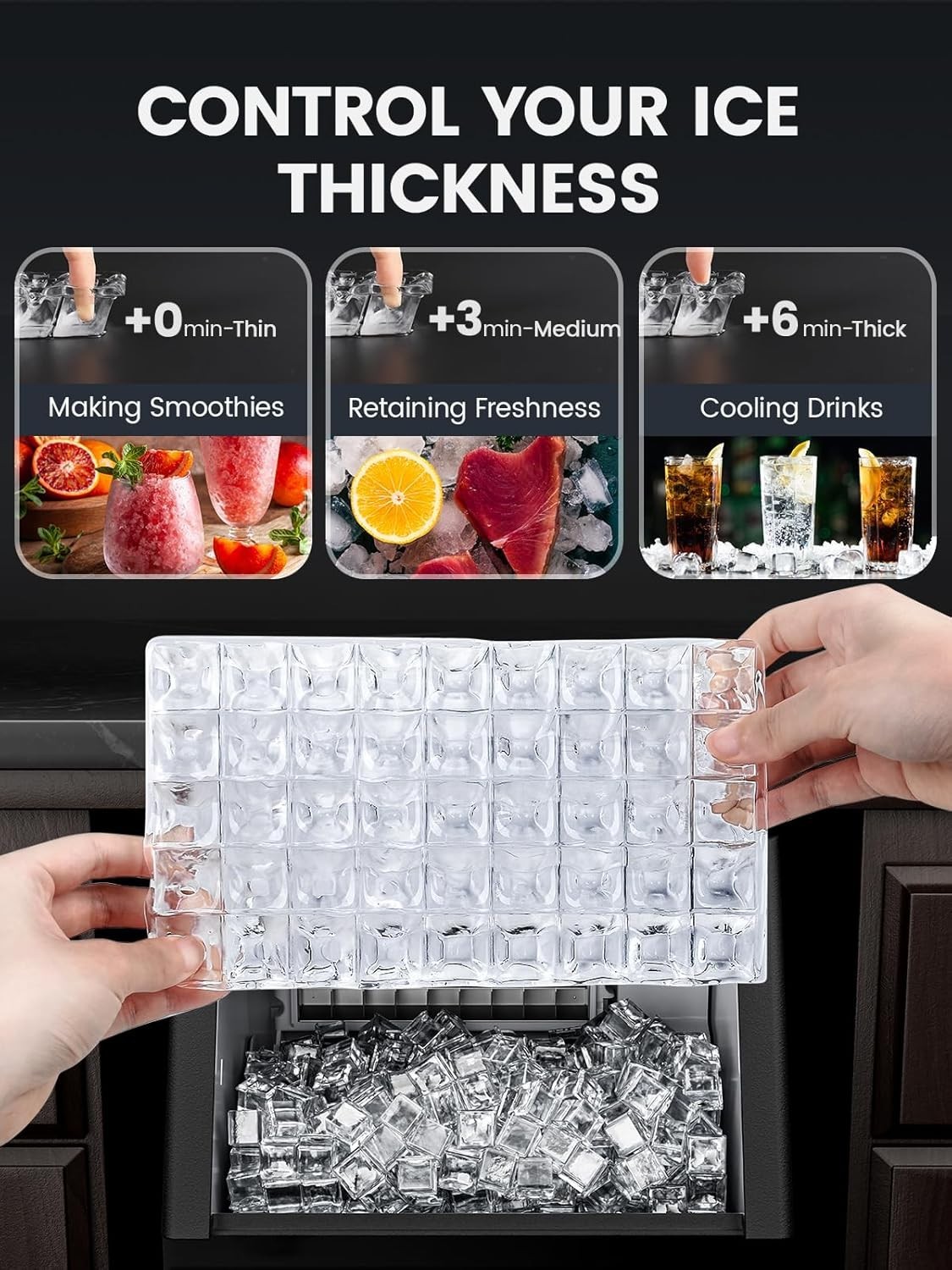Commercial Ice Maker Machine,100lbs/24H Stainless Steel Ice Machine,33lbs Sto…