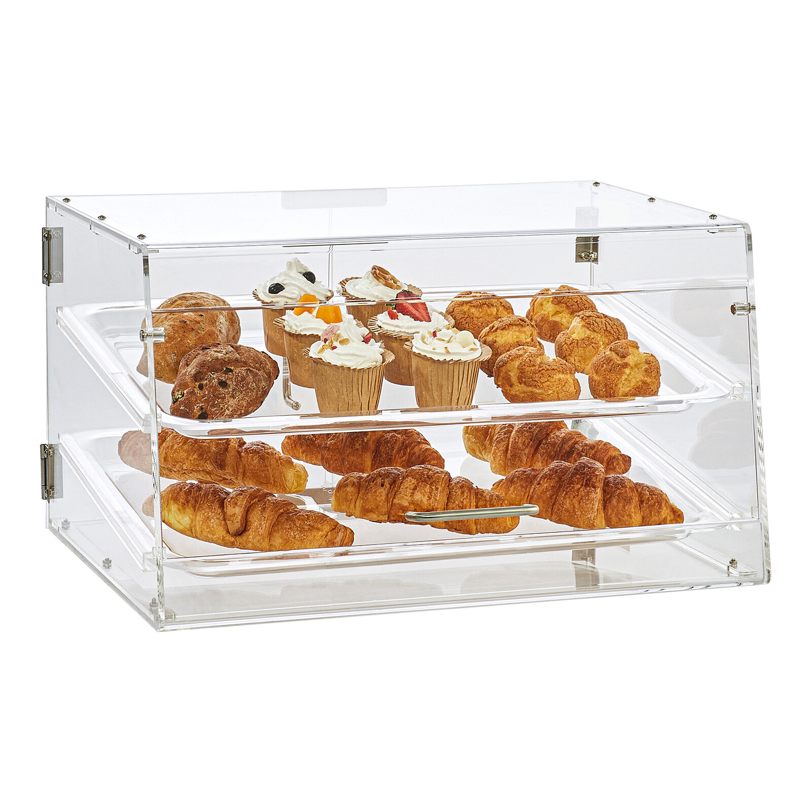 2-Tier Acrylic Bakery Display Case Countertop Donut Pastry Case Rear Door