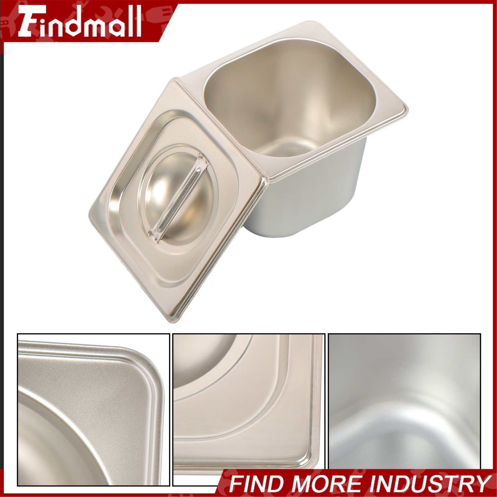Findmall 8 Pack Set 6″ Deep 1/6 Size Steam Table Pans Hotel Prep Buffet Pan