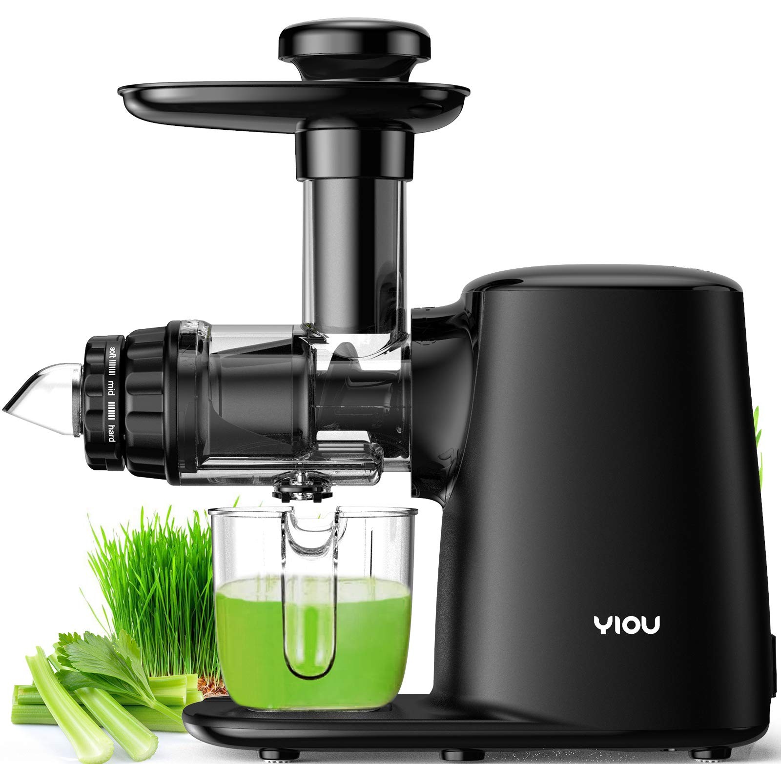 YIOU Juicer Machines, Cold Press Slow Masticating Easy to Clean Black