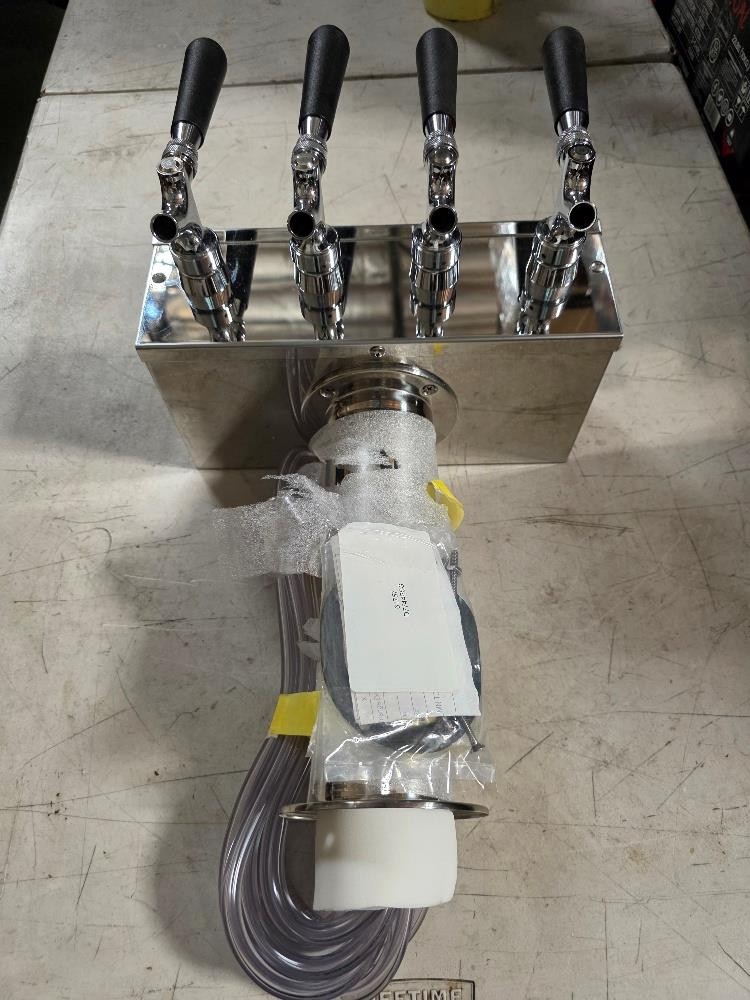 MICRO MATIC 4 Tap T Tower Glycol Cooled Polished Stainless Steel 4 Black Handle