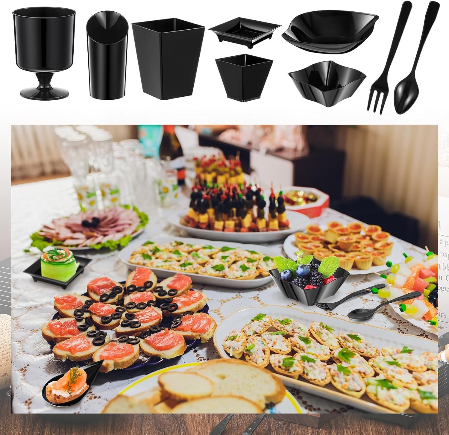160 Pcs Mini Appetizer Plates Dessert Cups Spoons Forks Set Dessert Containers
