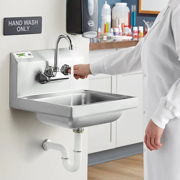 Wall Mounted Hand Sink Gooseneck Faucet Wash Sanitize Easy To Clean 17″ x 15″