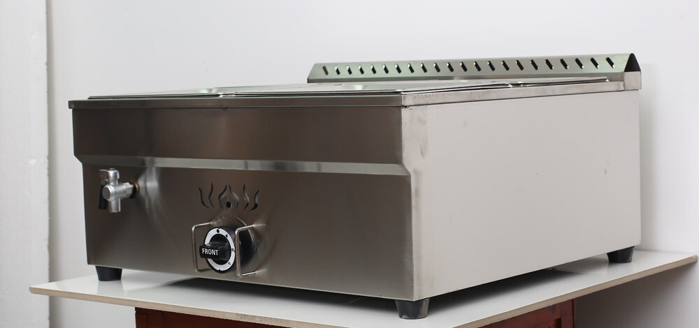 LP GAS 4 Pan Propane Bain-Marie Buffet Food Warmer 27″ Steam Table 1/2 Size Pan