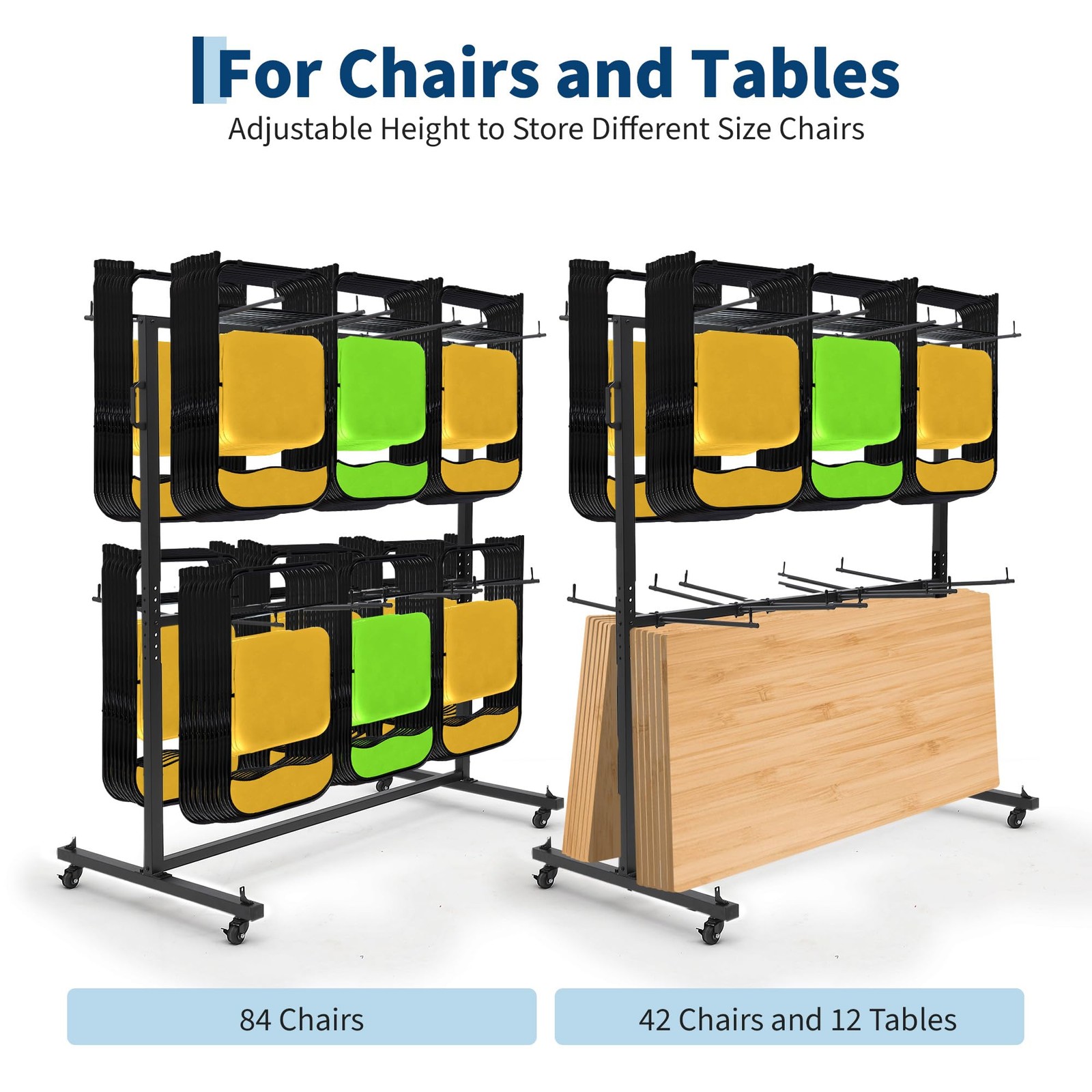 🚩Folding Chair Cart Dolly Hold 84 , 800 Lb Capacity Chair Holder Rack with Cove