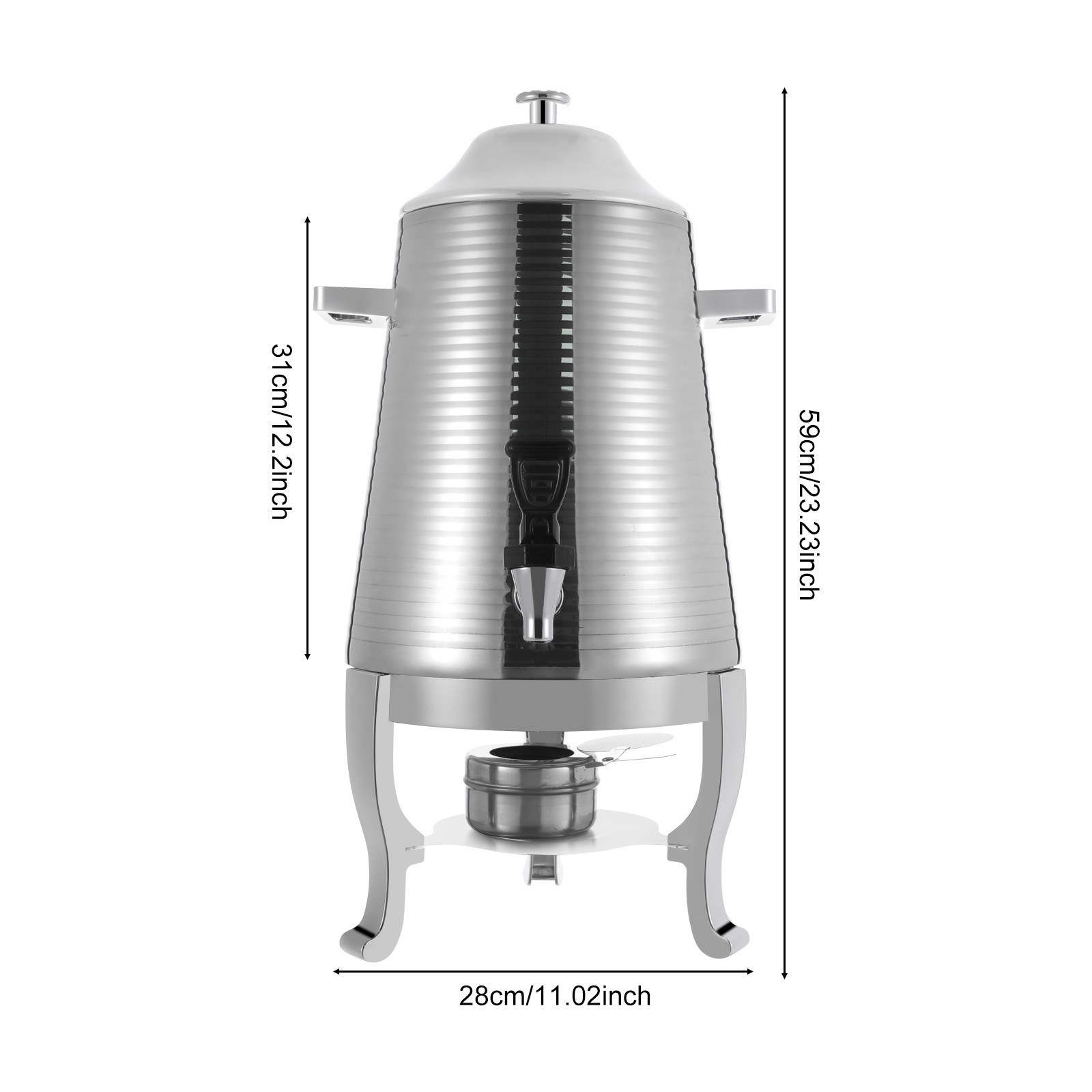 Modern 13L Beverage Dispenser Hot Drinks Dispenser Silver with Fuel Holder NEW