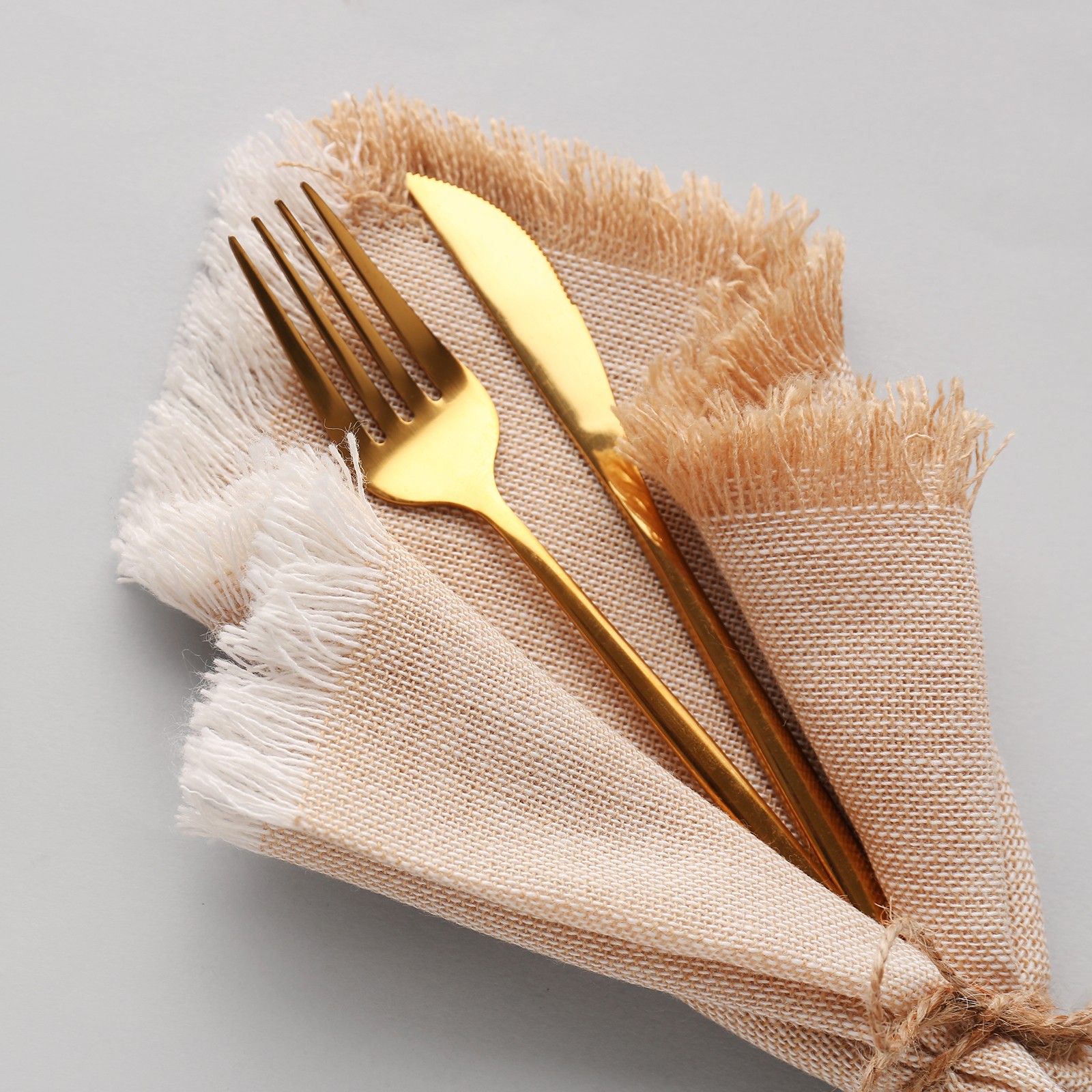6pcs Cloth Napkins 16.5×16.5 Inches Cotton Linen Napkins with Fringe Black