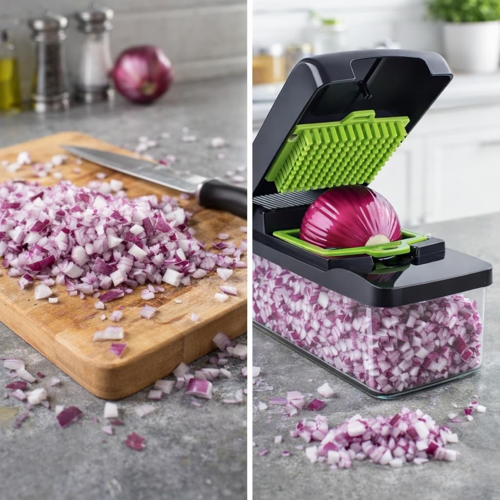 14-in-1 Vegetable Chopper with 12.5 Inches X 4.5 X 4.0 Inches, Green