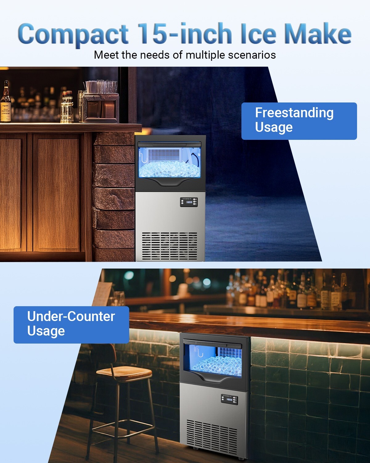 Built-in Commercial Ice Maker Stainless Steel Bar Restaurant Ice Cube Machine