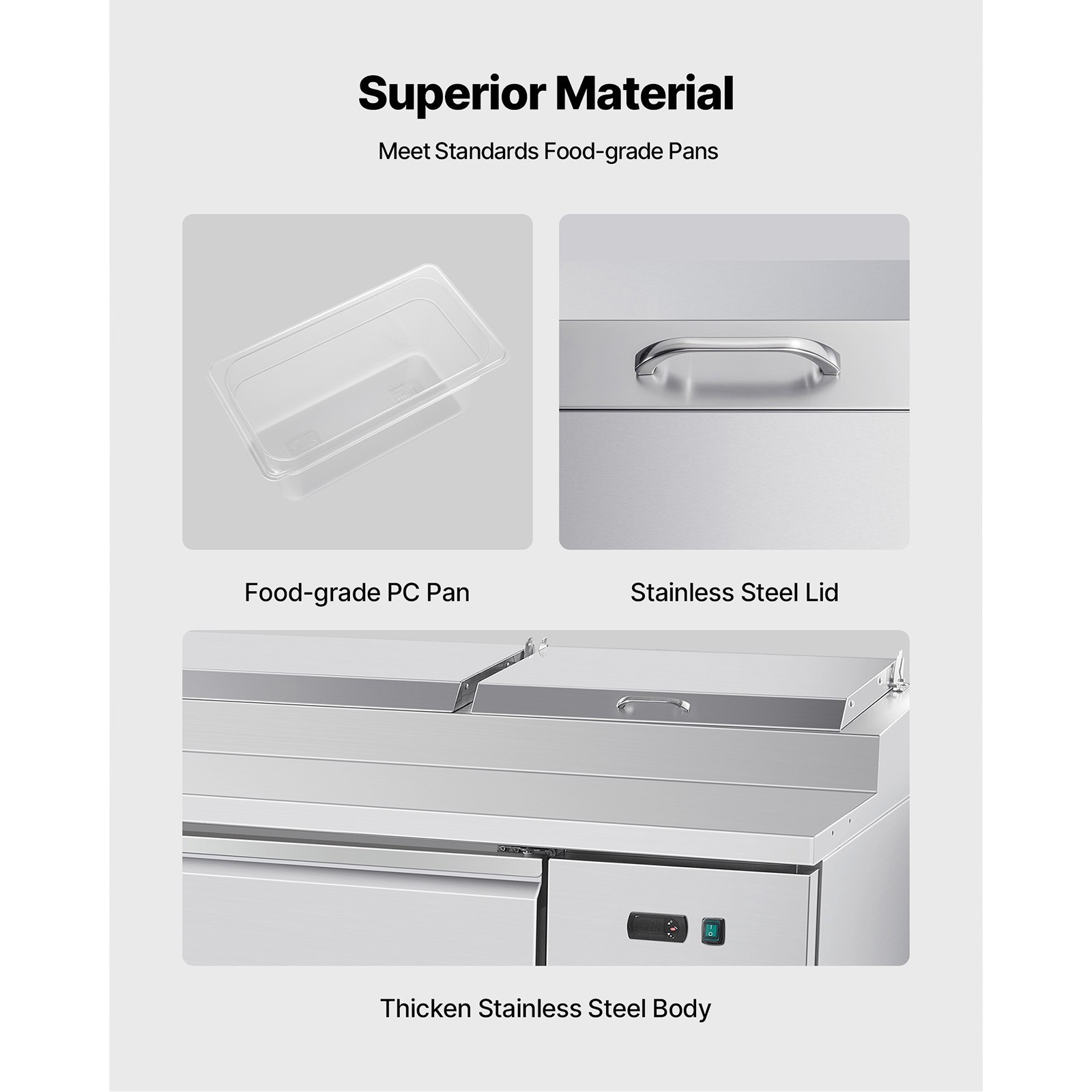 Uimoso 93 Inch Pizza Prep Refrigerated Prep Table Stainless Steel 3 Doors Fridge