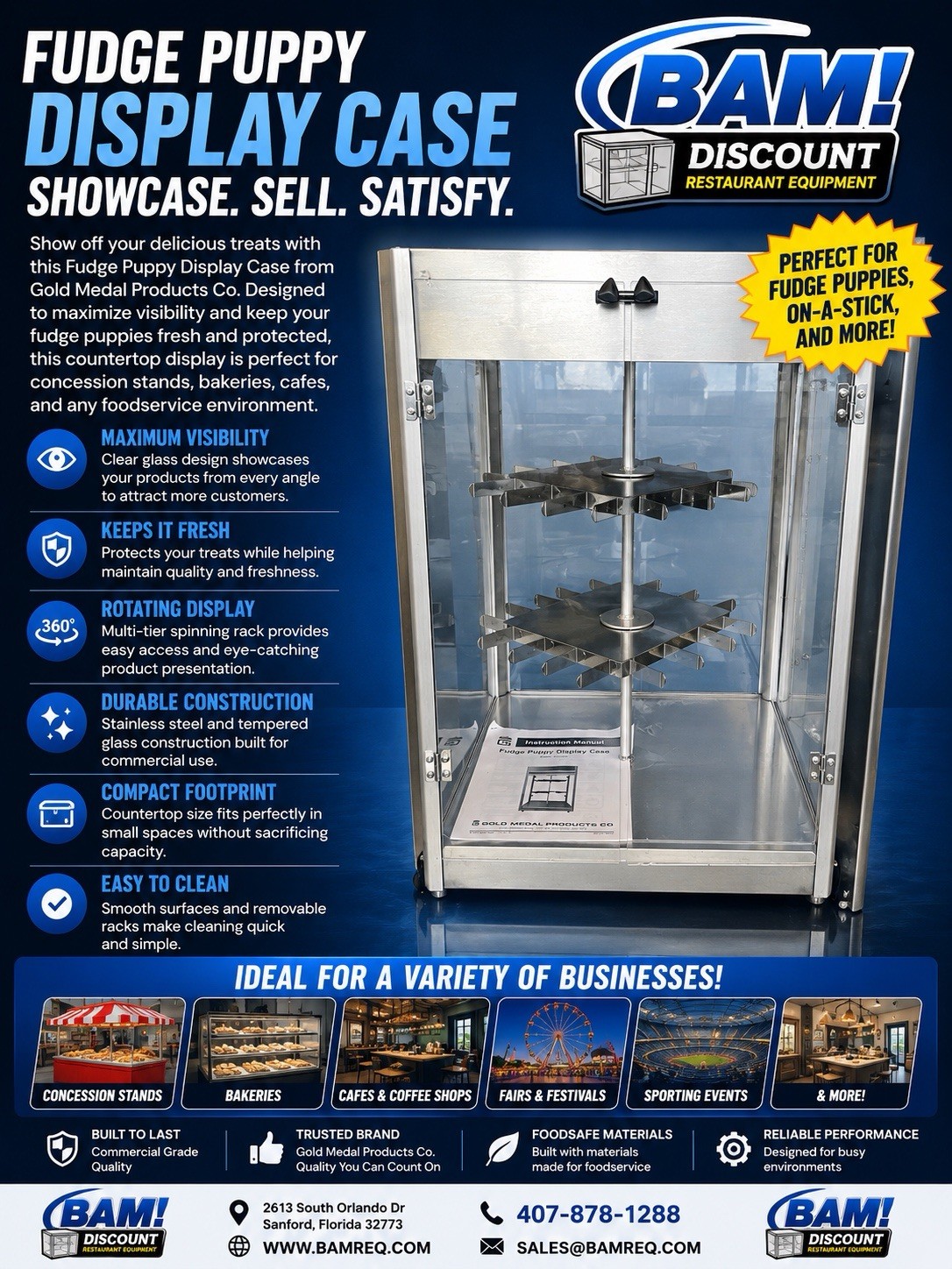 Gold Medal Fudge Puppy Countertop Display Case Merchandiser