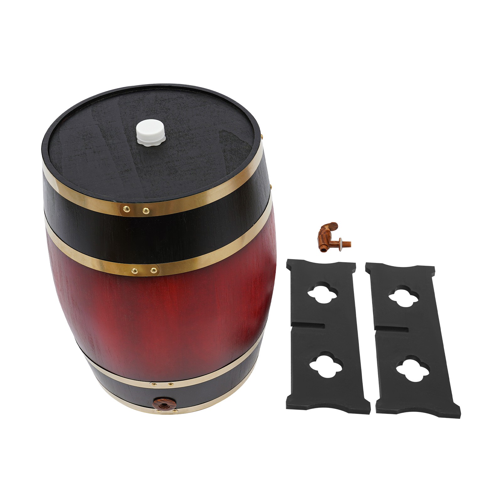 30L Wine Barrel Wood Wine Barrel Vertical Whiskey Wine Barrel Bucket w/Faucet