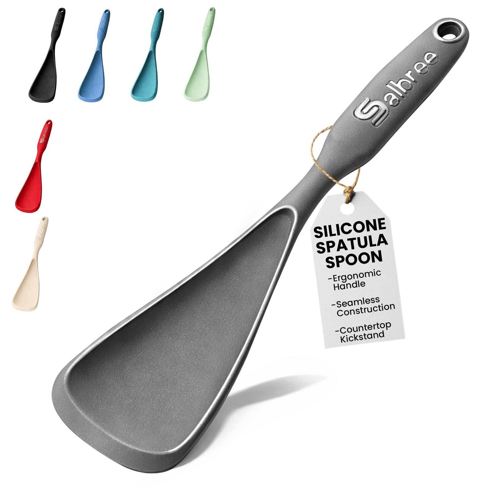 Silicone Spoon Spatula for Cooking – Multifunction Scoop Large, Gray-1 Pack