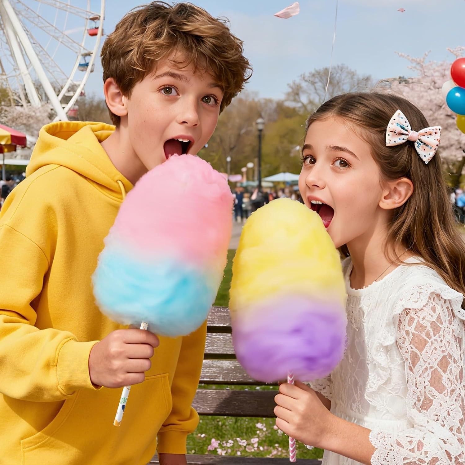 50Pcs Cotton Candy Sticks Cones, 13.78 Inch Random Color Candy Supplies, Paper S