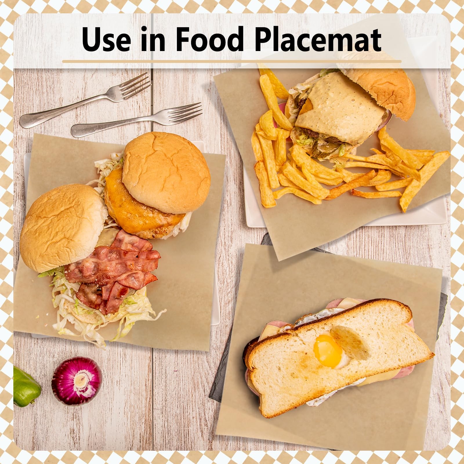 EcoDispose 12 x 12 Inches Grease Proof Deli Paper Precut Kraft 12″x12″,