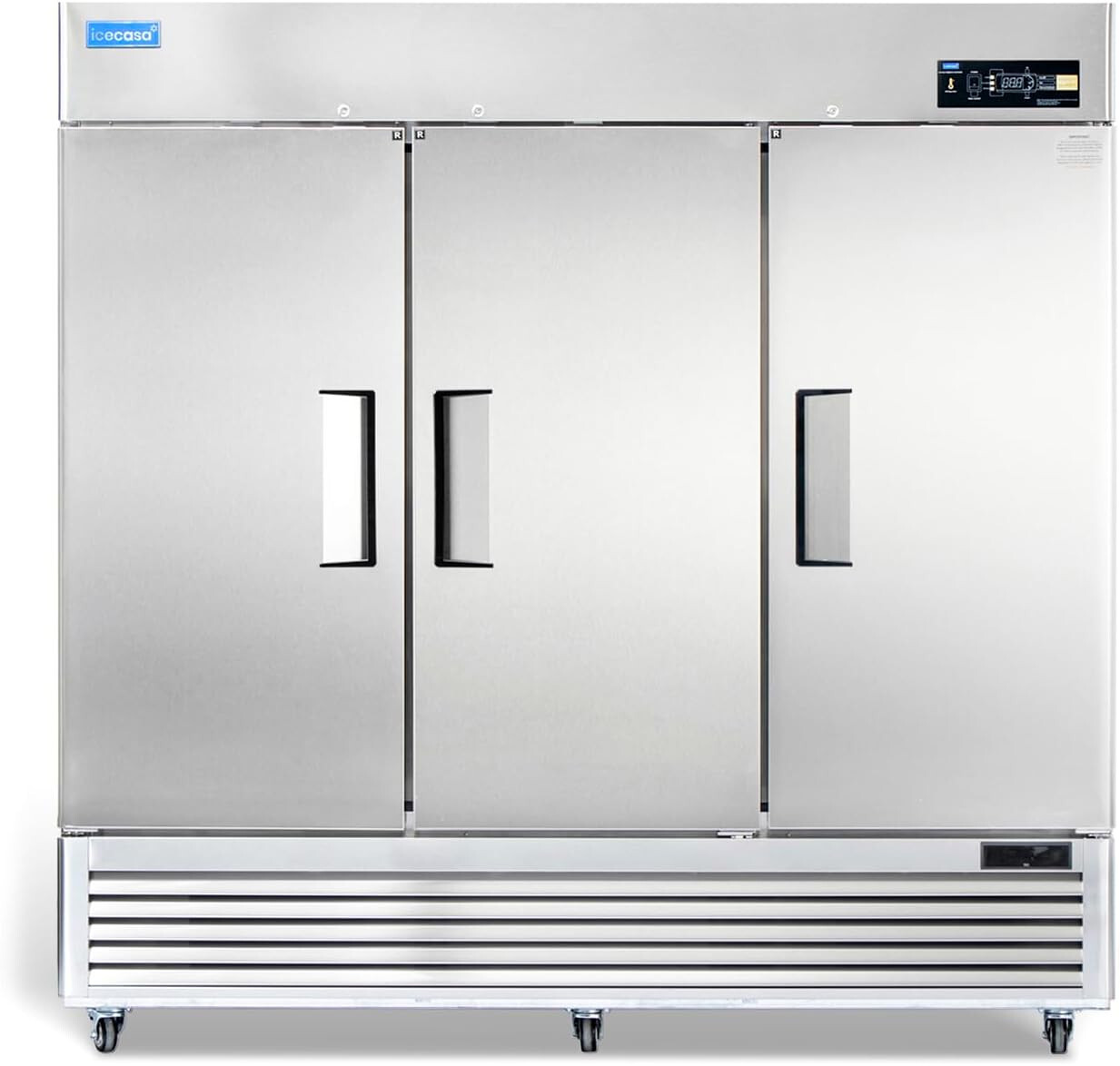 82″ Commercial Refrigerator, ICECASA 3 Door Commercial Reach-In Cooler 72 Cu.ft
