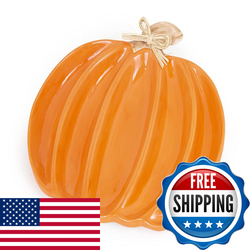 Boston International Divided Ceramic Serving Platter 12 X 11-Inches Orange