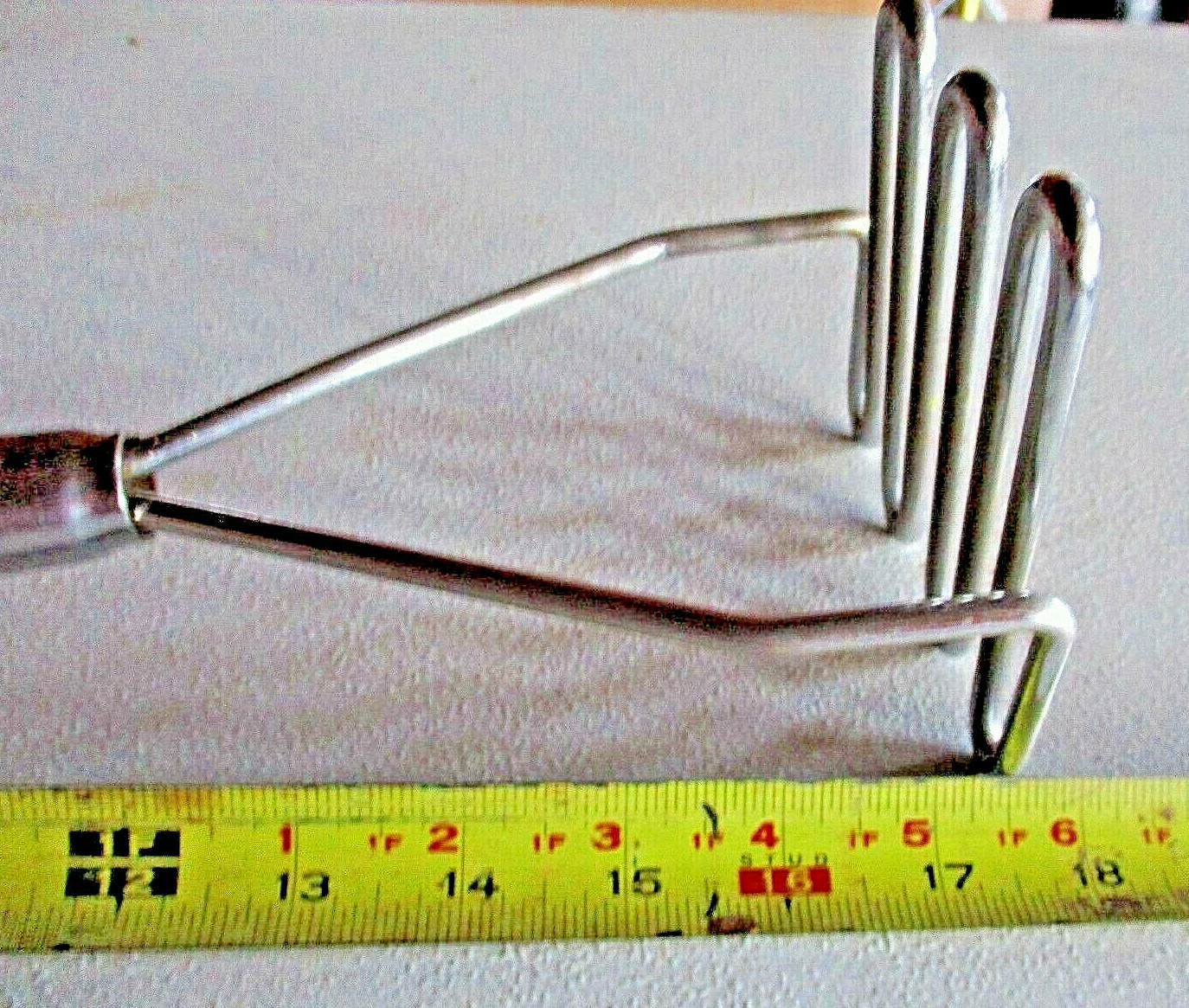 17.5″ Vintage WOOD HANDLE Commercial Metal Head POTATO MASHER Restaurant Decor