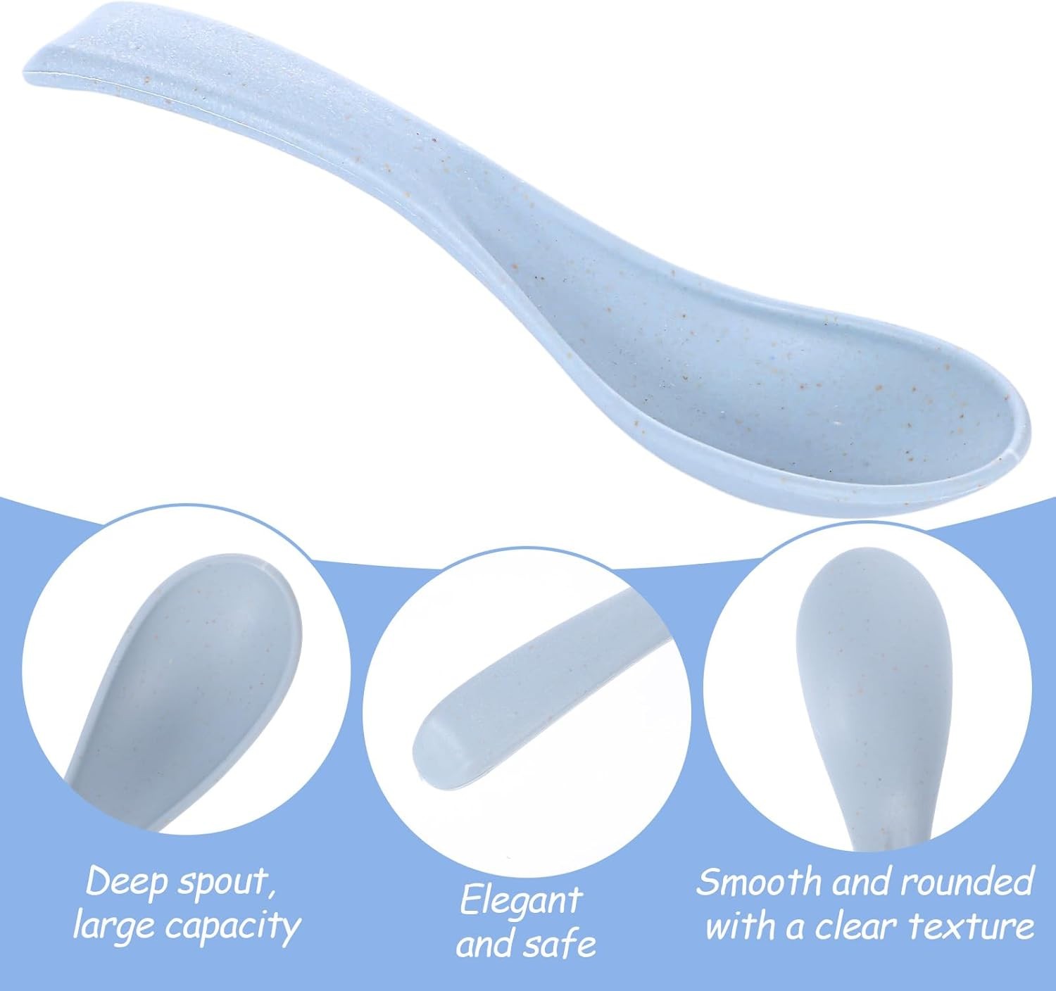 4 Pcs Asian Soup Spoons, 5.9 Inch Wheat St Spoons, Easy to Clean