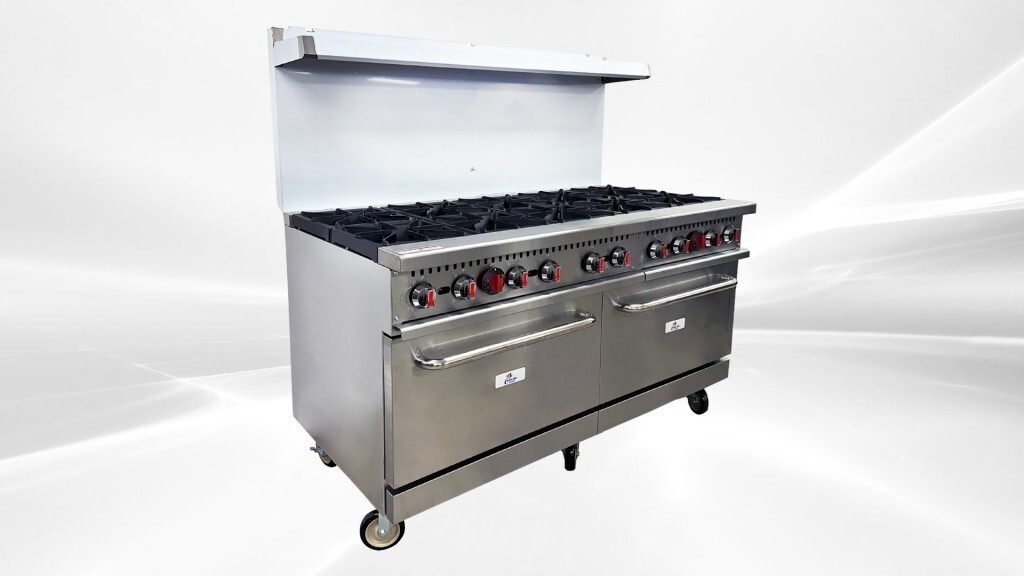 NEW 60″ Double Oven Range 10 Burner Grate Stove Top Commercial w/ Wheels NSF