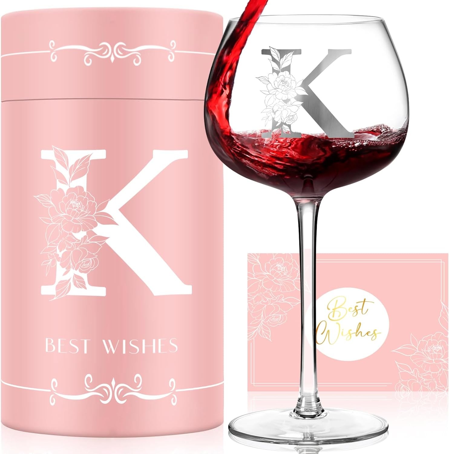 Personalized Gifts for Women, Monogrammed A-Z Wine Glass Custom Design, Unique