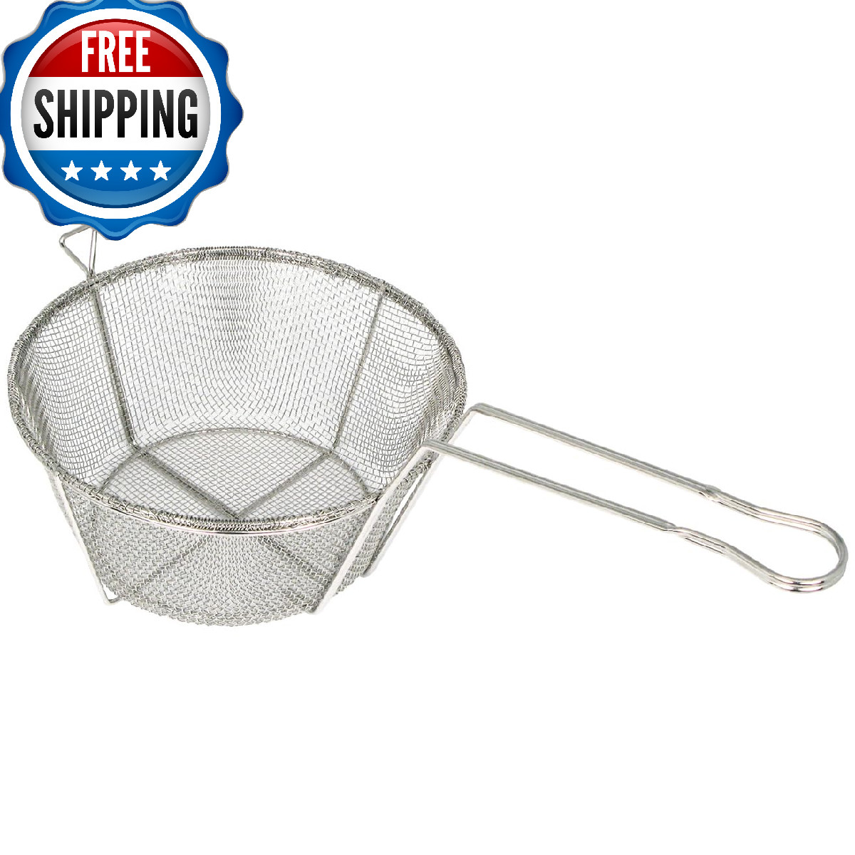 Winco FBRS-8 Round Wire Fry Basket, 8-1/2″, 6-Mesh, Nickel, Medium