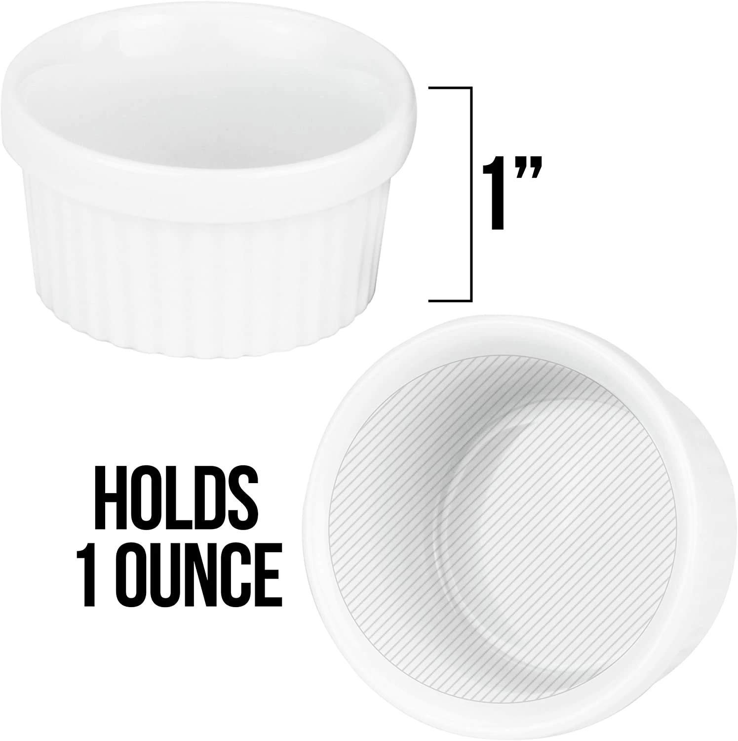 Kÿchen Mini Ramekins 1 oz. 30 ml|Microwave & Oven 1 Count (Pack of 12), White