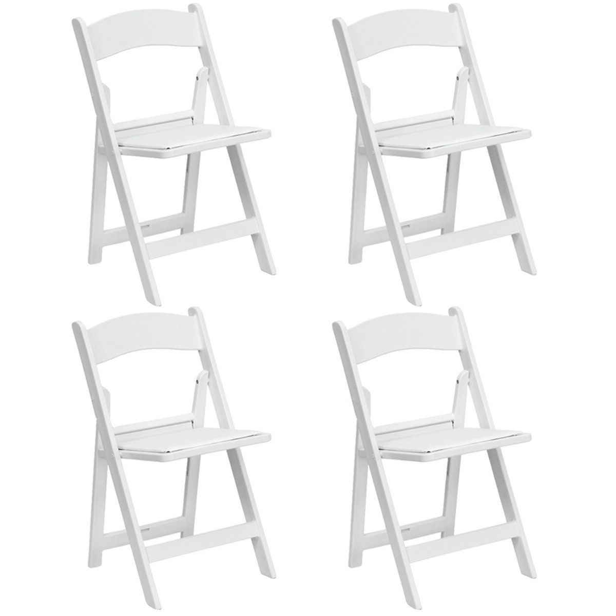 White Resin Folding Chairs Padded 4 Pack Comfortable Event Chair Indoor Outdoor