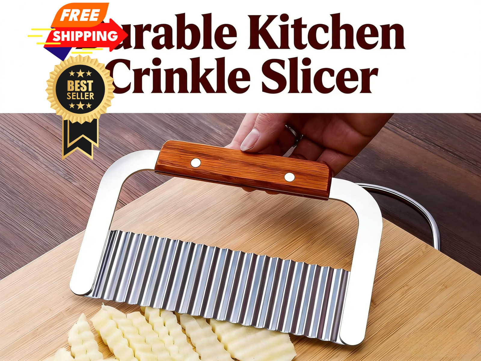 French Fry Slicer with Stainless Steel Blade and normal, silver red