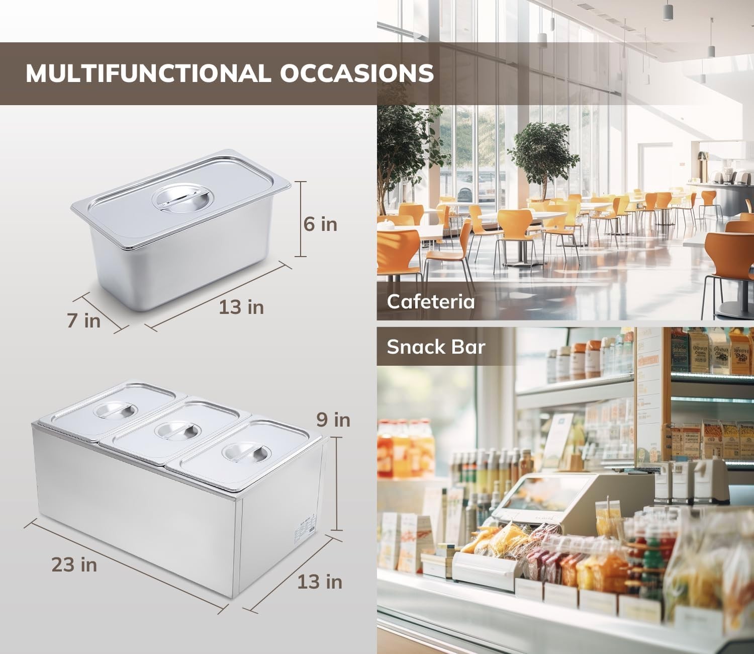 Large Capacity Stainless Steel Bain Marie Food Warmer