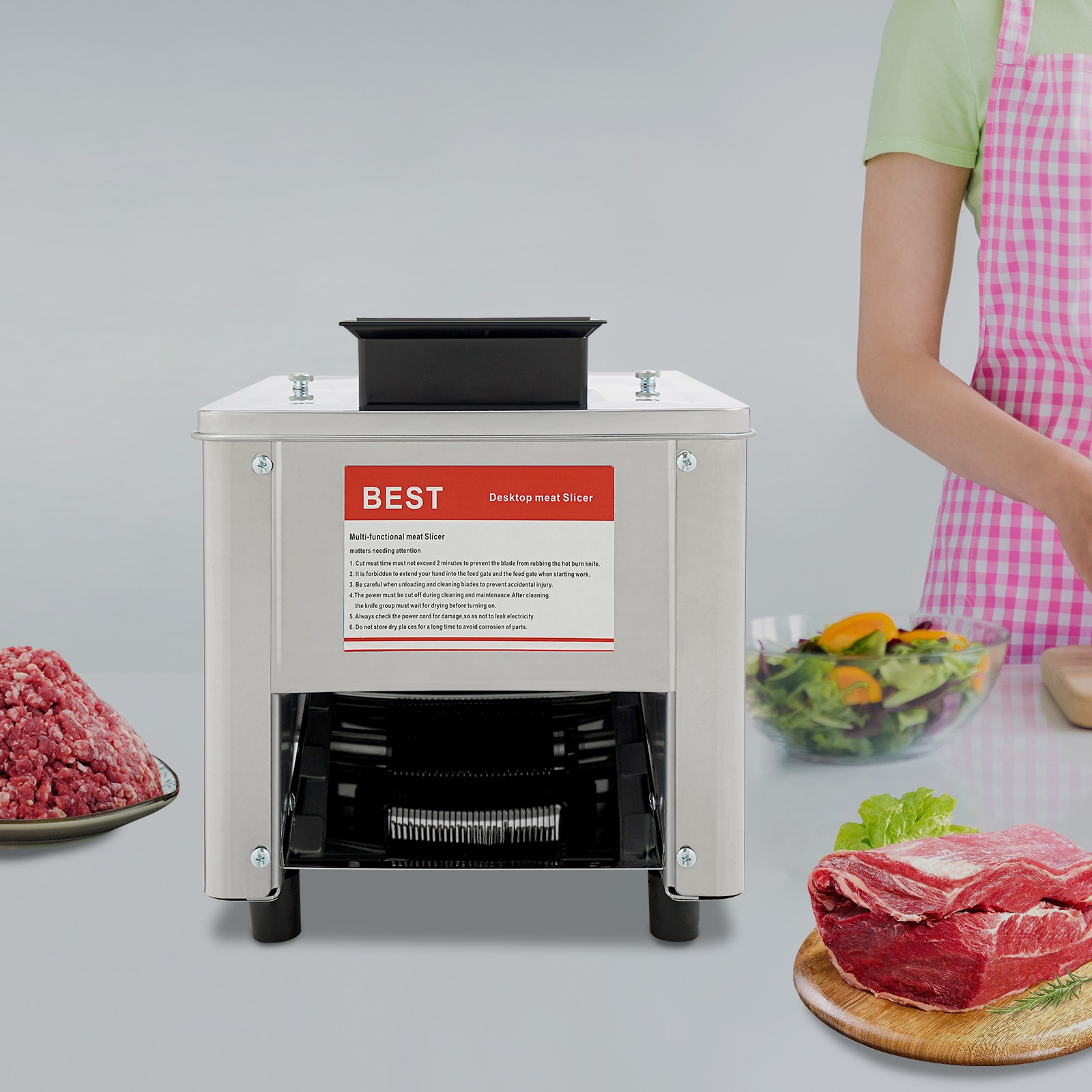 Commercial 850W Electric Meat Cutter Stainless Steel Slices Dice Cutting Machine