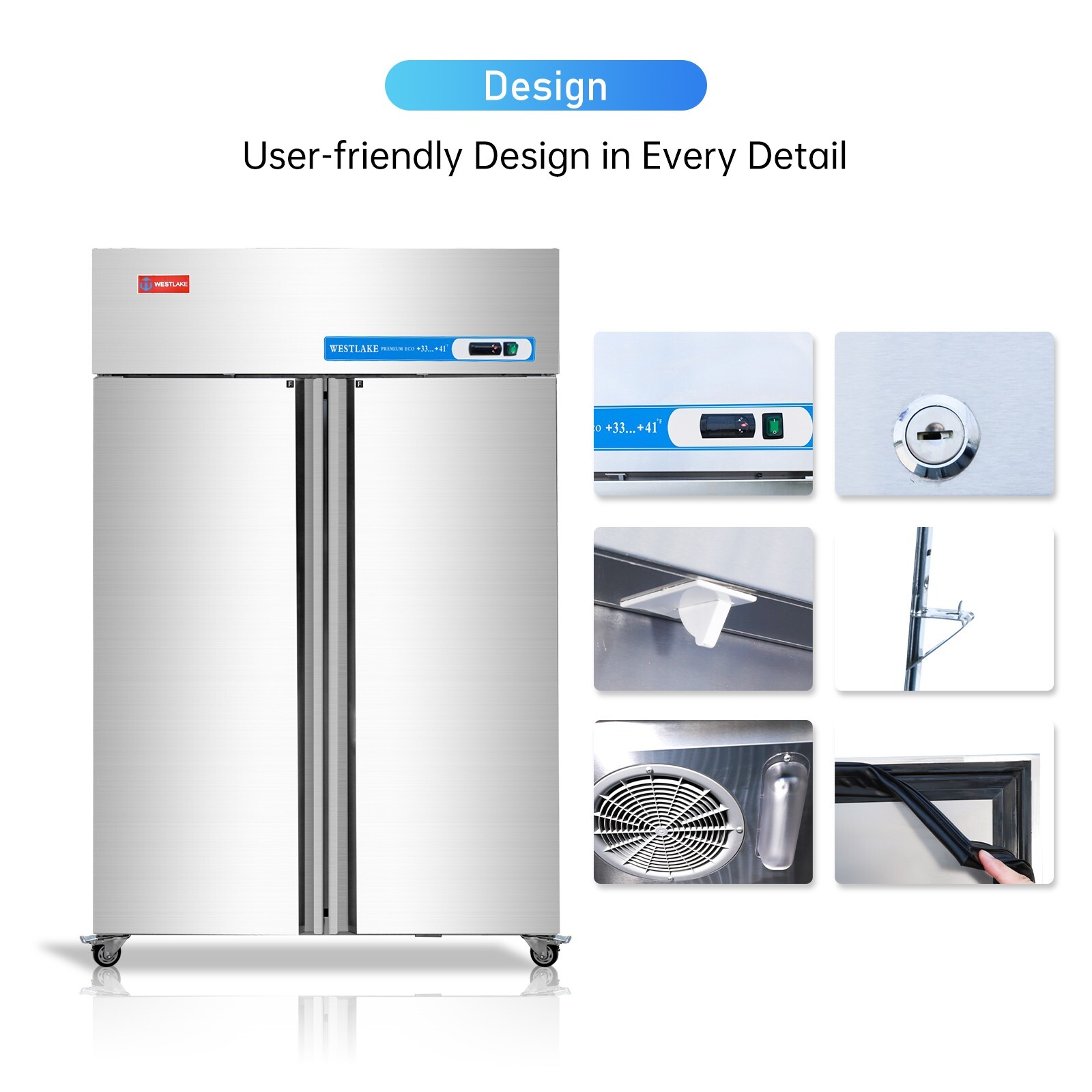 Commercial Reach In Refrigerator, Cooler, Fridge, 48 Inch 2 Solid Door, 36 Cu.ft