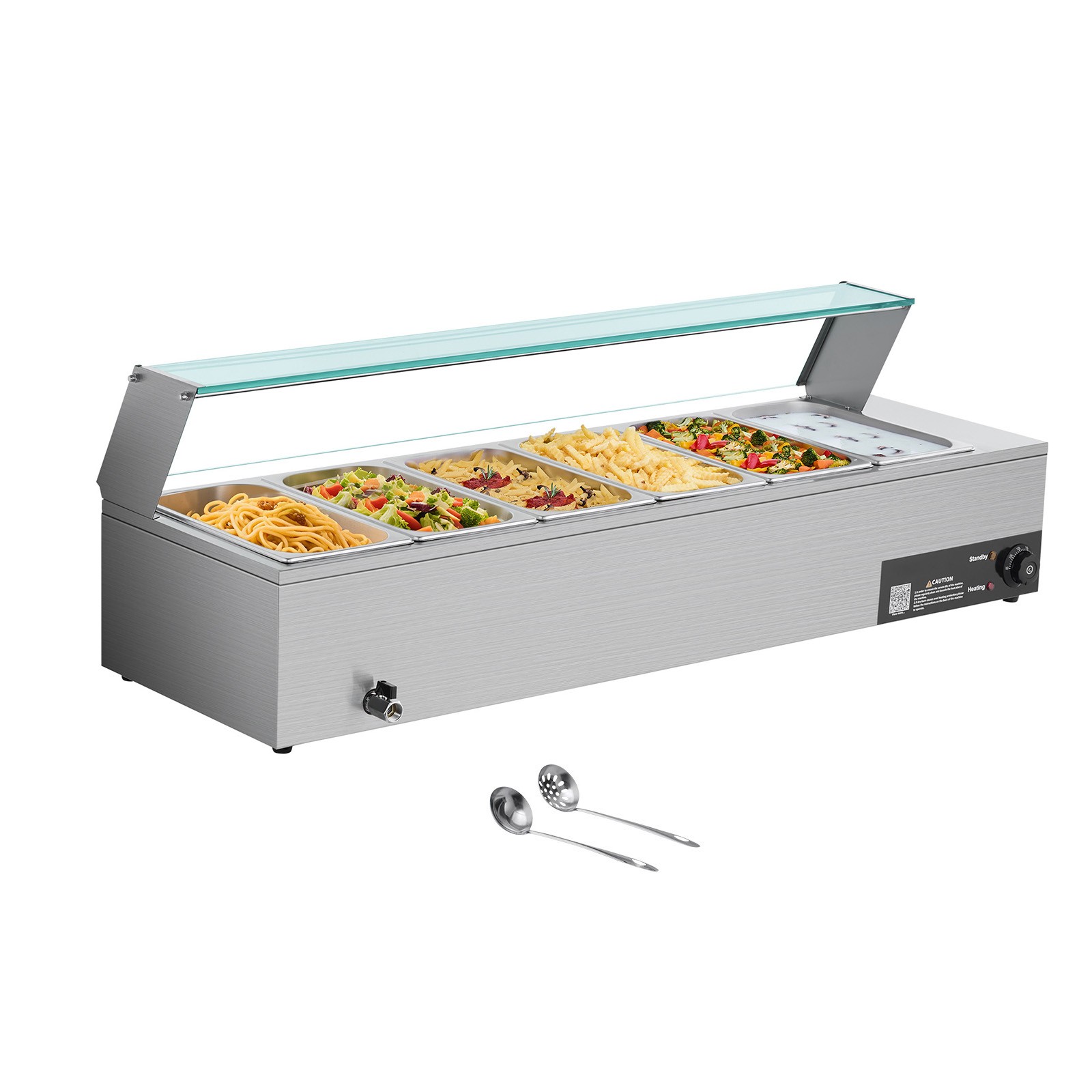 Uimoso Commercial Food Warmer 6 Pans Buffet Bain Marie Countertop Steam Table