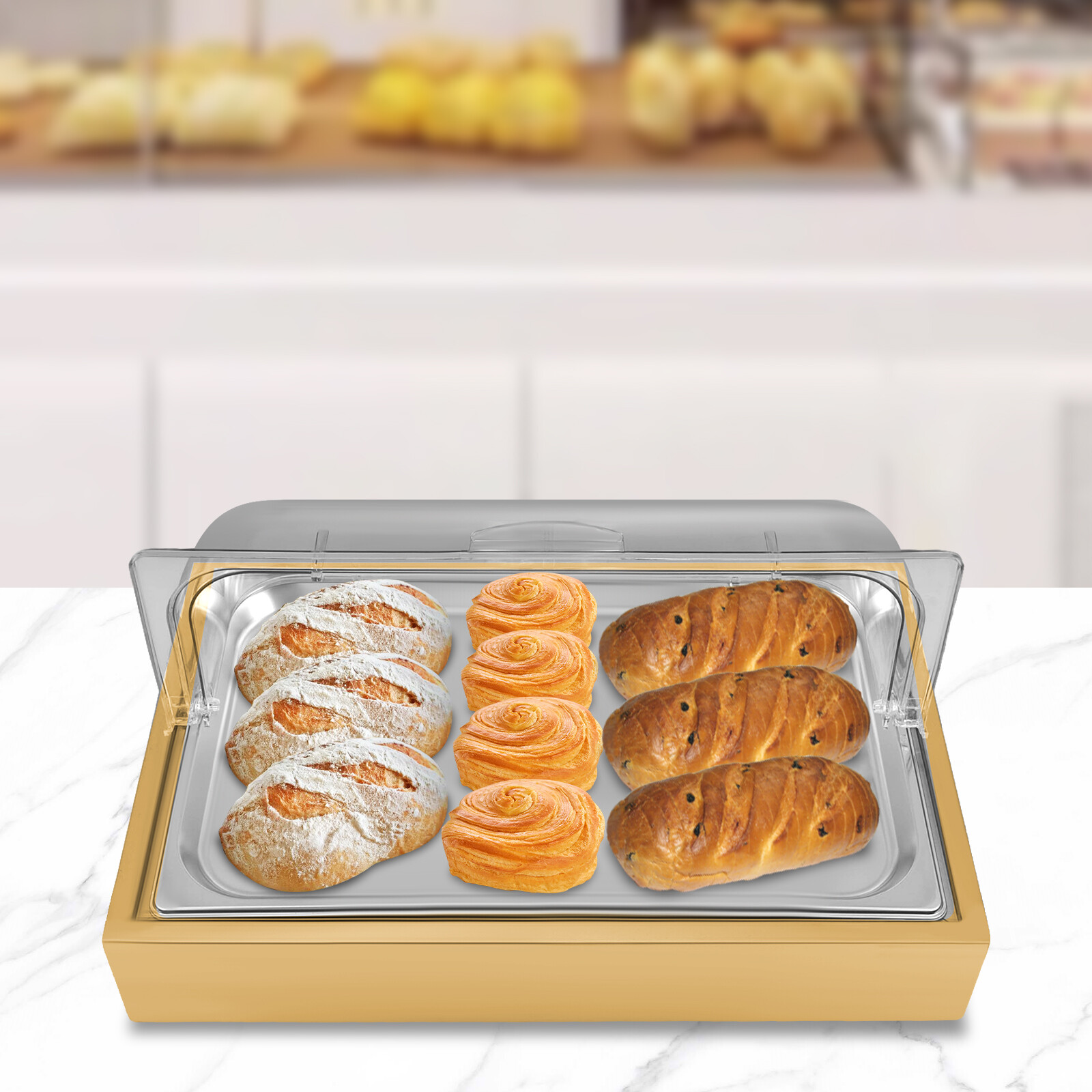 Dual Tray Buffet Food Serving Tray Modern Rectangular Tabletop Food Display Tray
