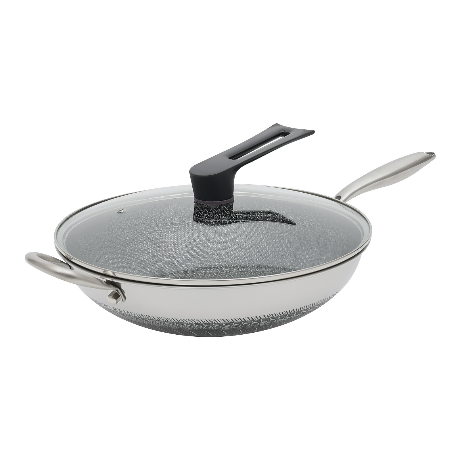 Stainless Steel Wok 316 Grade with Etching and Polishing 34cm Diameter