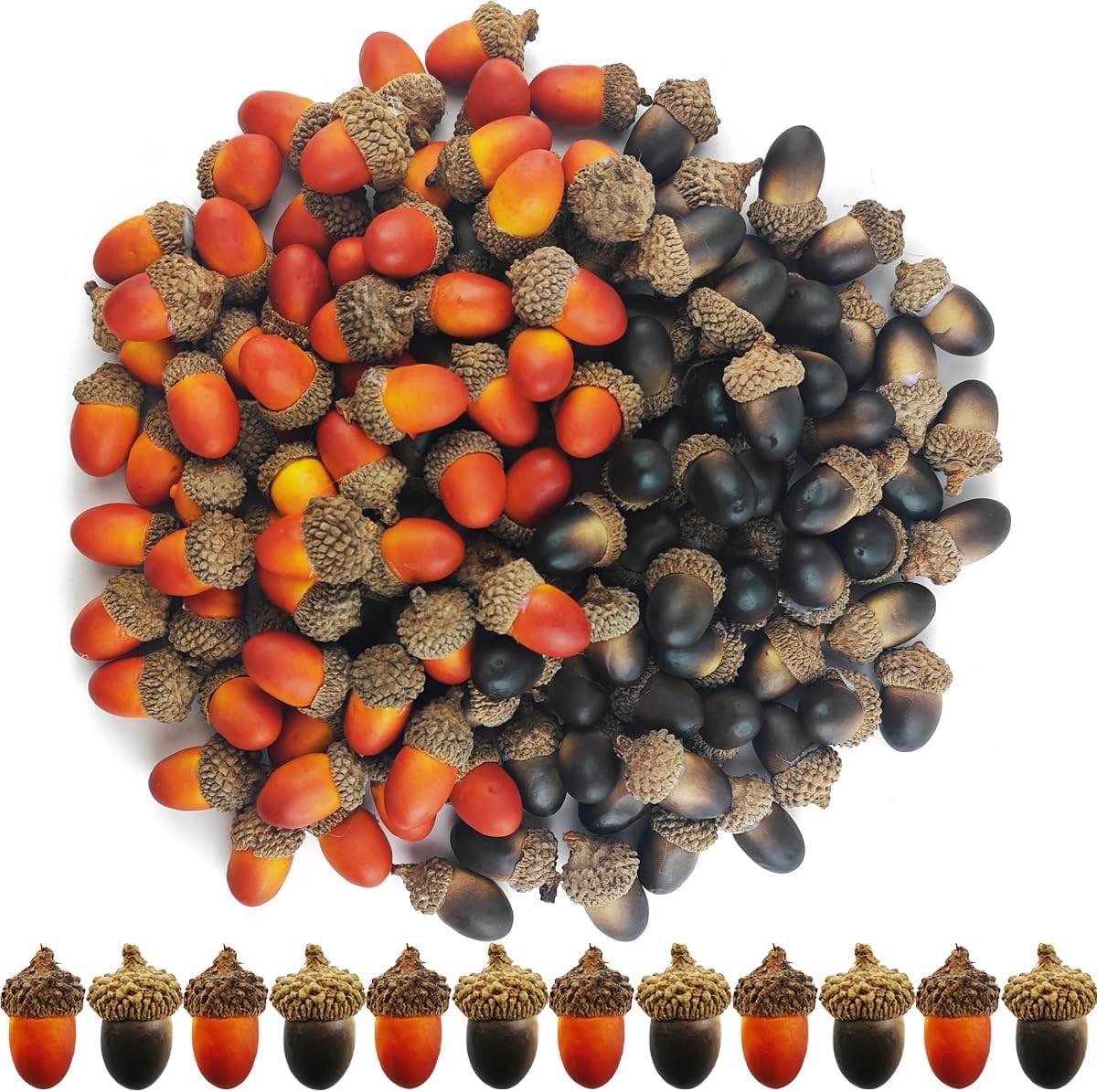 TIHOOD 160PCS Artificial Acorns Bulk Small Fake Dark Brown and Brownish Red