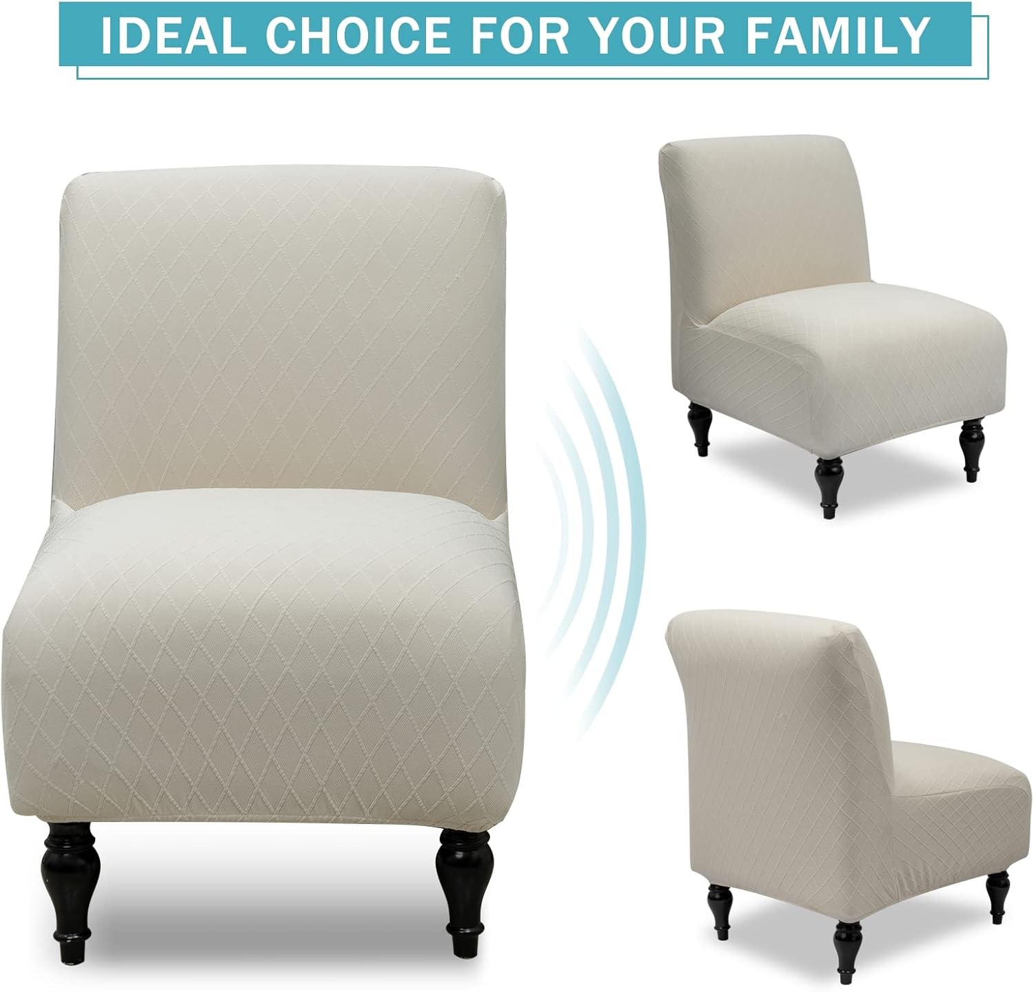 Armless Accent Slipper Chair Cover Slipcover,Stretch Spandex Removable Jacquard